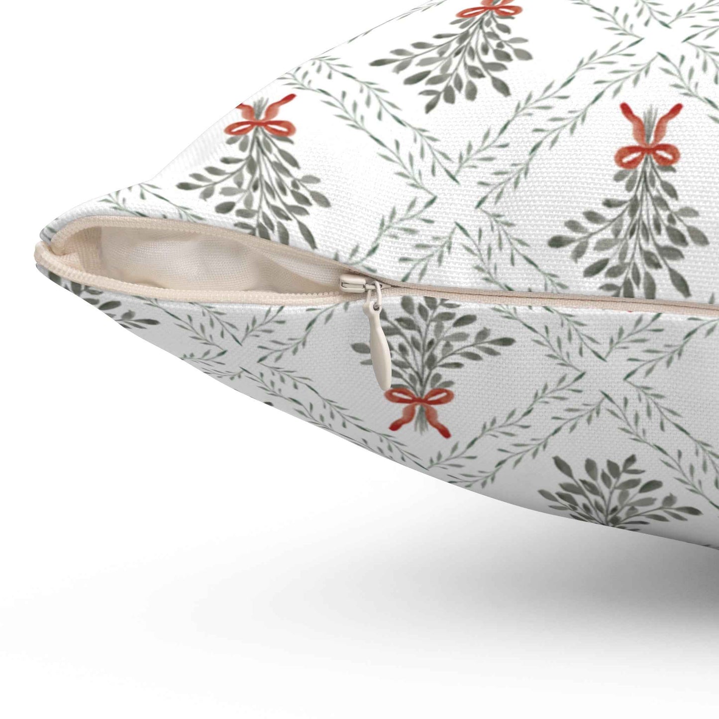 Holiday Watercolor Mistletoe Pattern Pillow - Set of 2