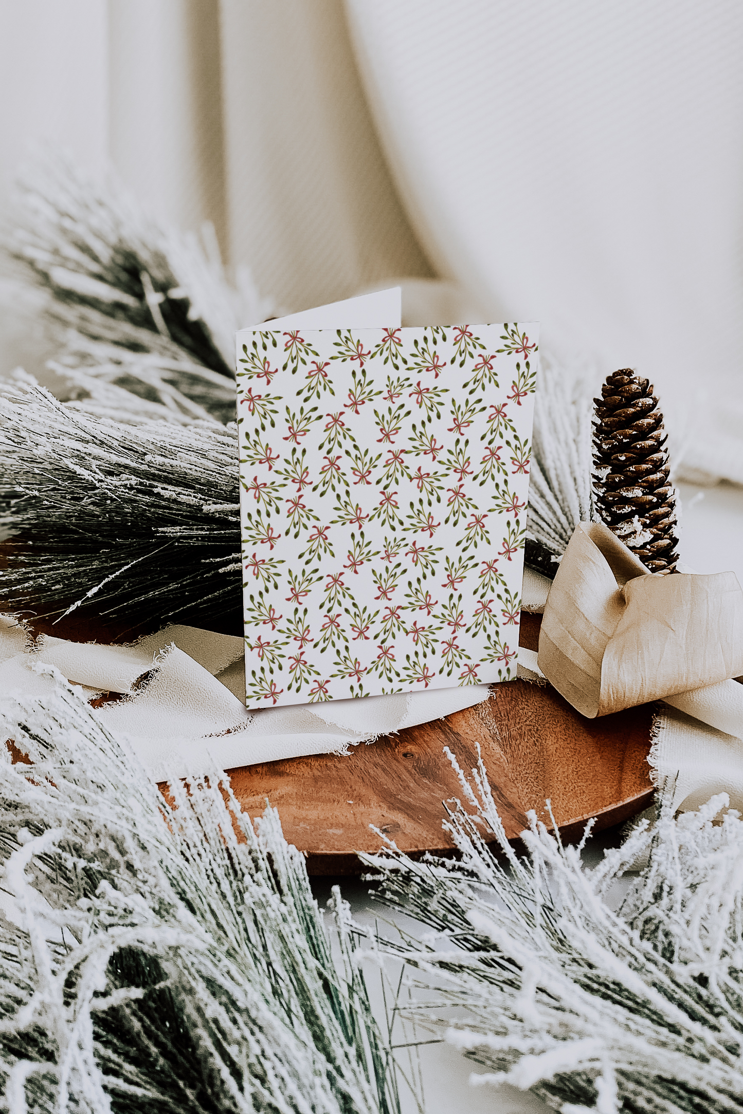 Watercolor Holly Christmas Greeting Card