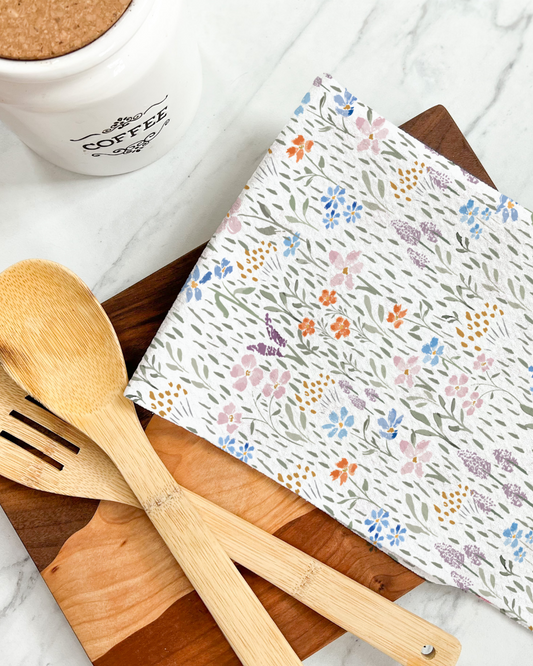 Watercolor Floral Tea Towel