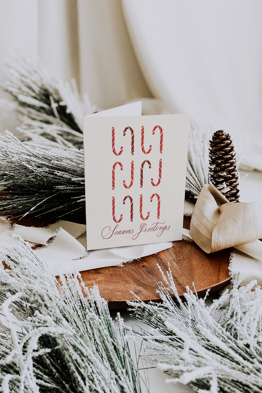 Candy Cane Seasons Greeting Card
