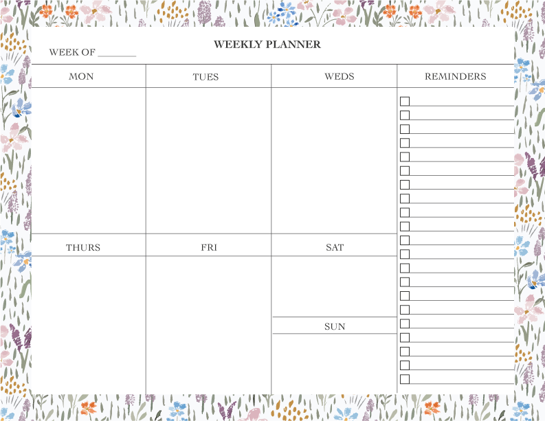 Floral Weekly Planner