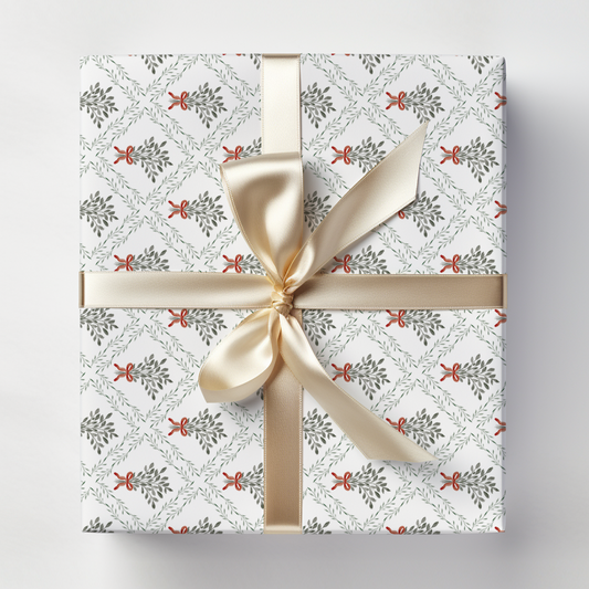 Watercolor Mistletoe Wrapping Paper - Set of 3