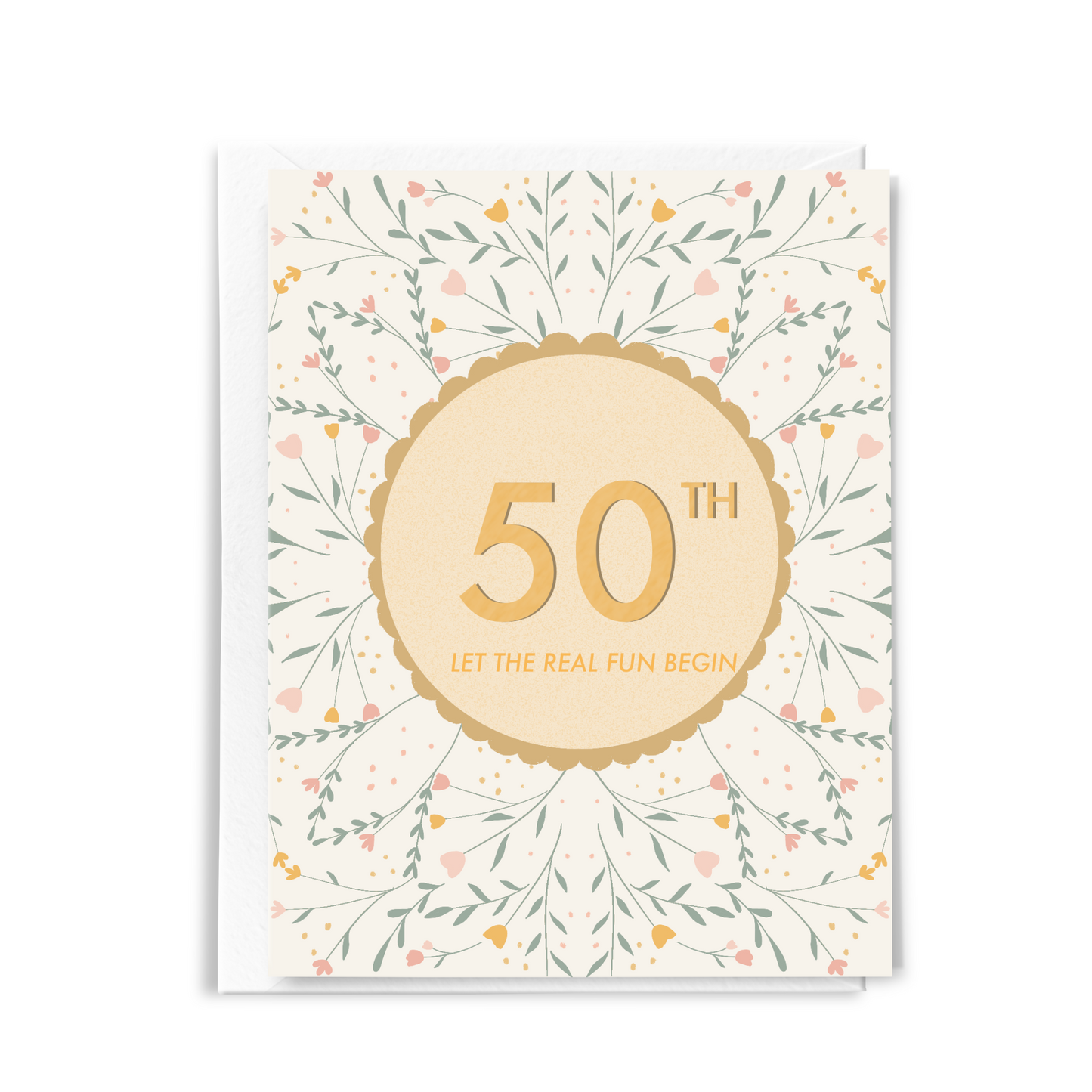cute 50th birthday card with cute flowers