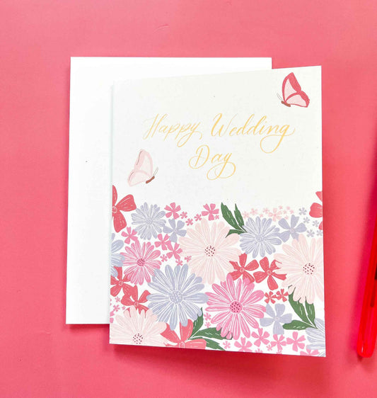 Elegant Wedding Card - Happy Wedding Day Greeting Card