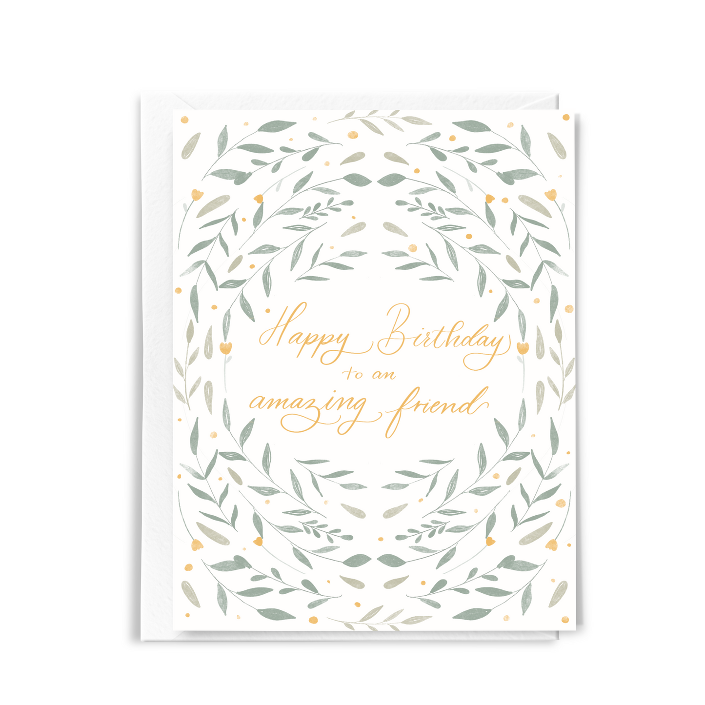 Pretty Friendship Birthday Card with Flower Border Green