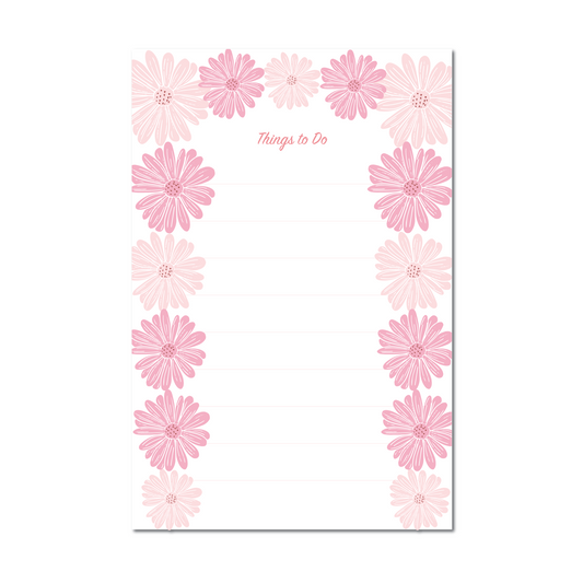 pretty floral notepad with things to do phrase