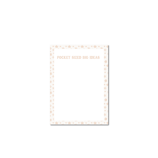 cute small pink notepad with floral border and motivational phrase