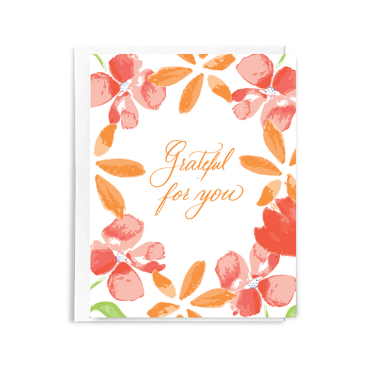 Watercolor Appreciation Card - Grateful for You Card