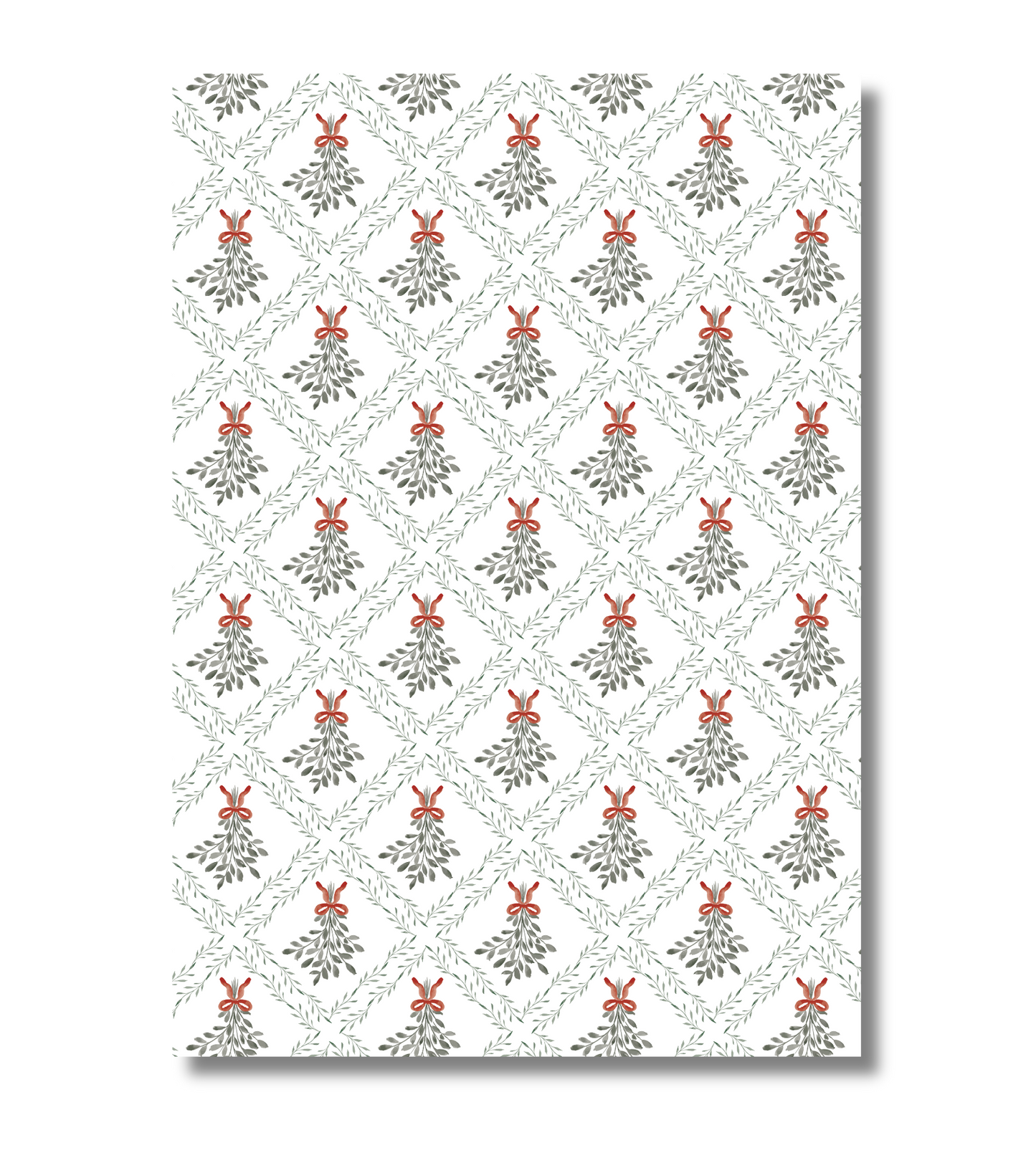 Watercolor Mistletoe Wrapping Paper - Set of 3