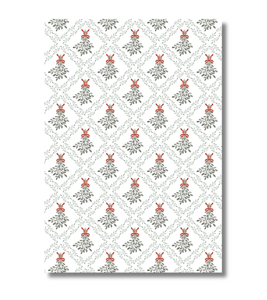 Watercolor Mistletoe Wrapping Paper - Set of 3
