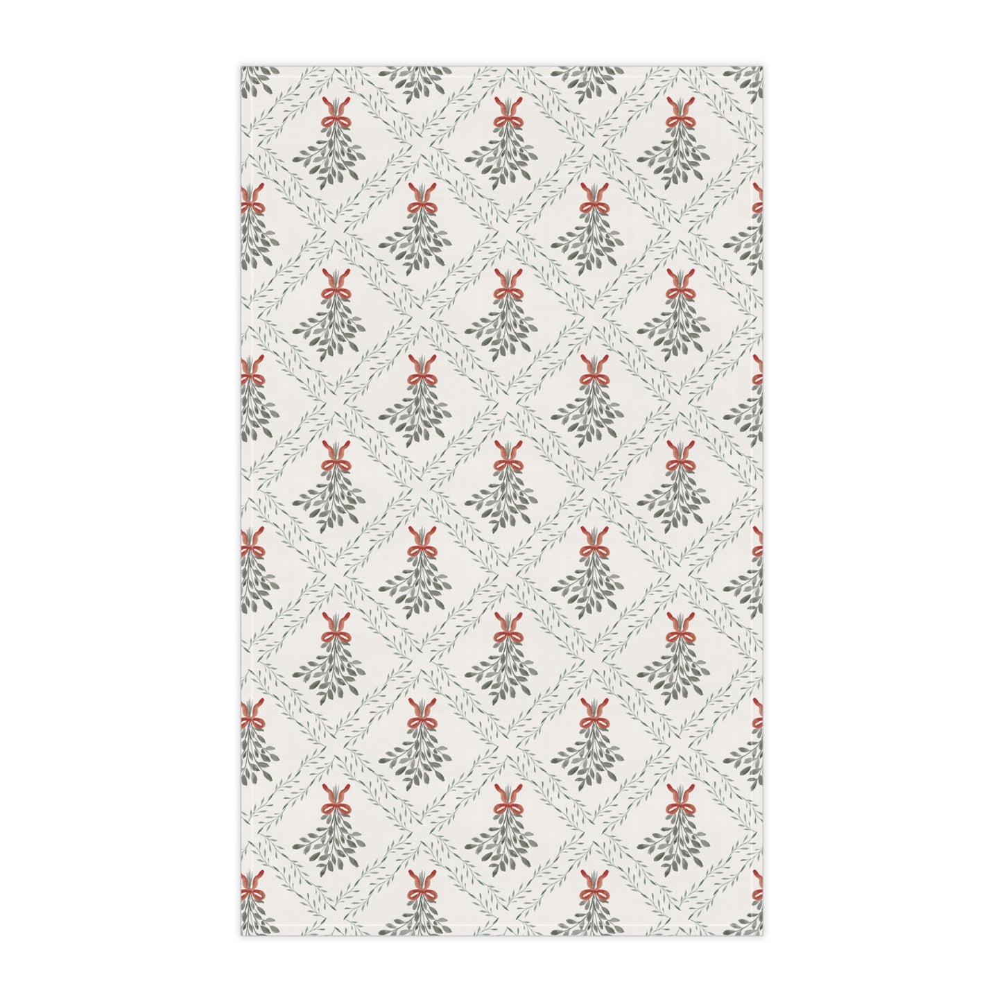 Watercolor Mistletoe Tea Towel