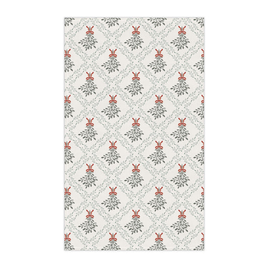 Watercolor Mistletoe Tea Towel