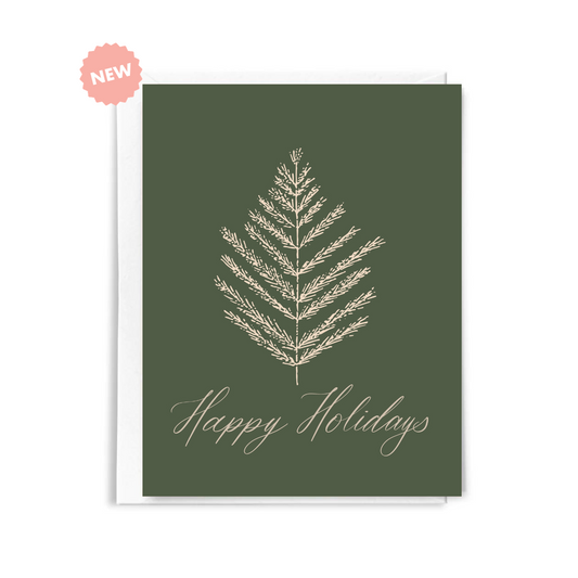 Simple Winter Foliage Happy Holidays Card