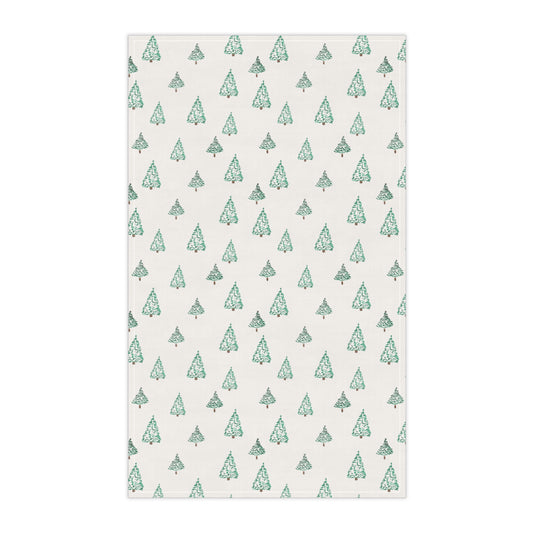Watercolor Holiday Trees Tea Towel