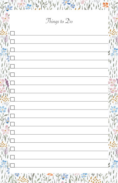 Floral Spring To Do List Notepad