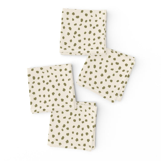 Green Dotted Cocktail Napkins - Set of 4