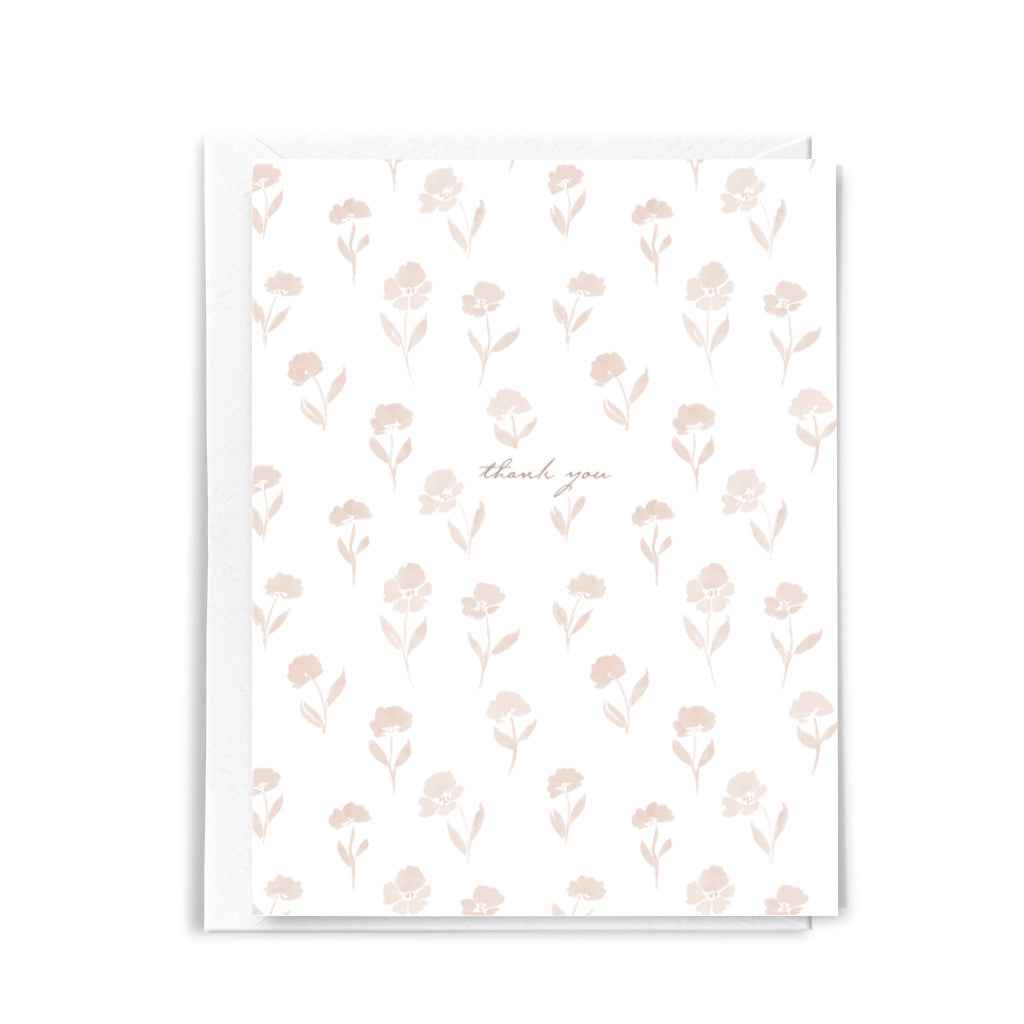 Pink Floral Thank You Greeting Card
