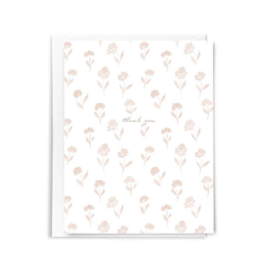 Pink Floral Thank You Greeting Card