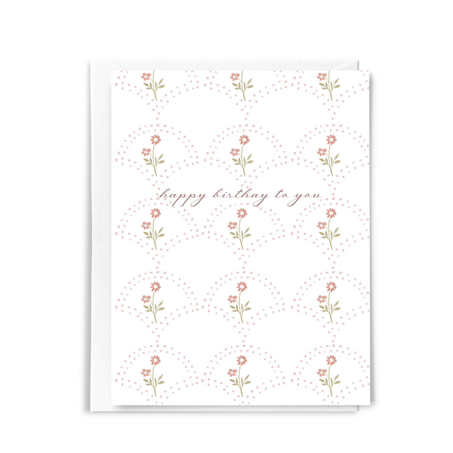 Pretty birthday card on white background with flowers