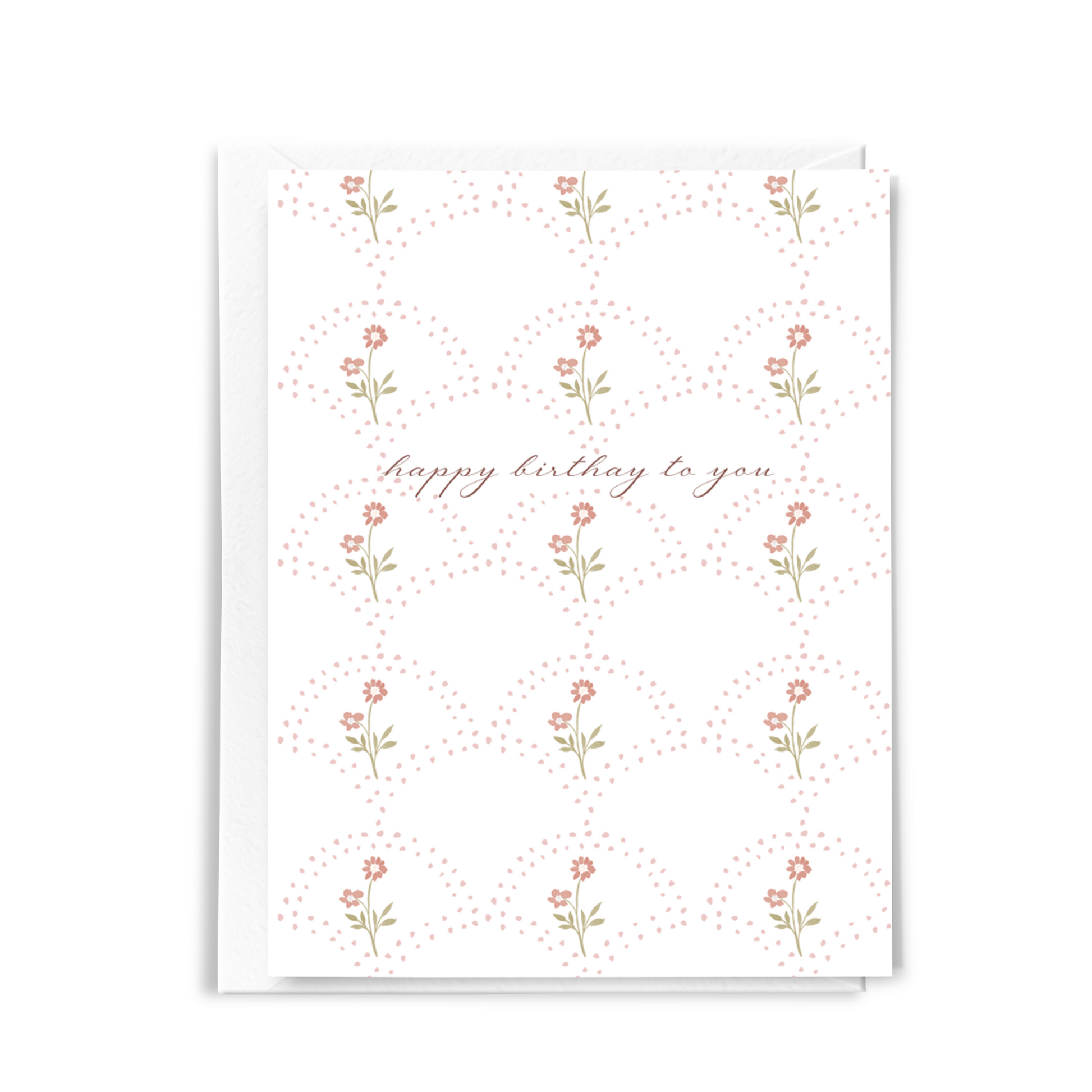 Pretty birthday card on white background with flowers