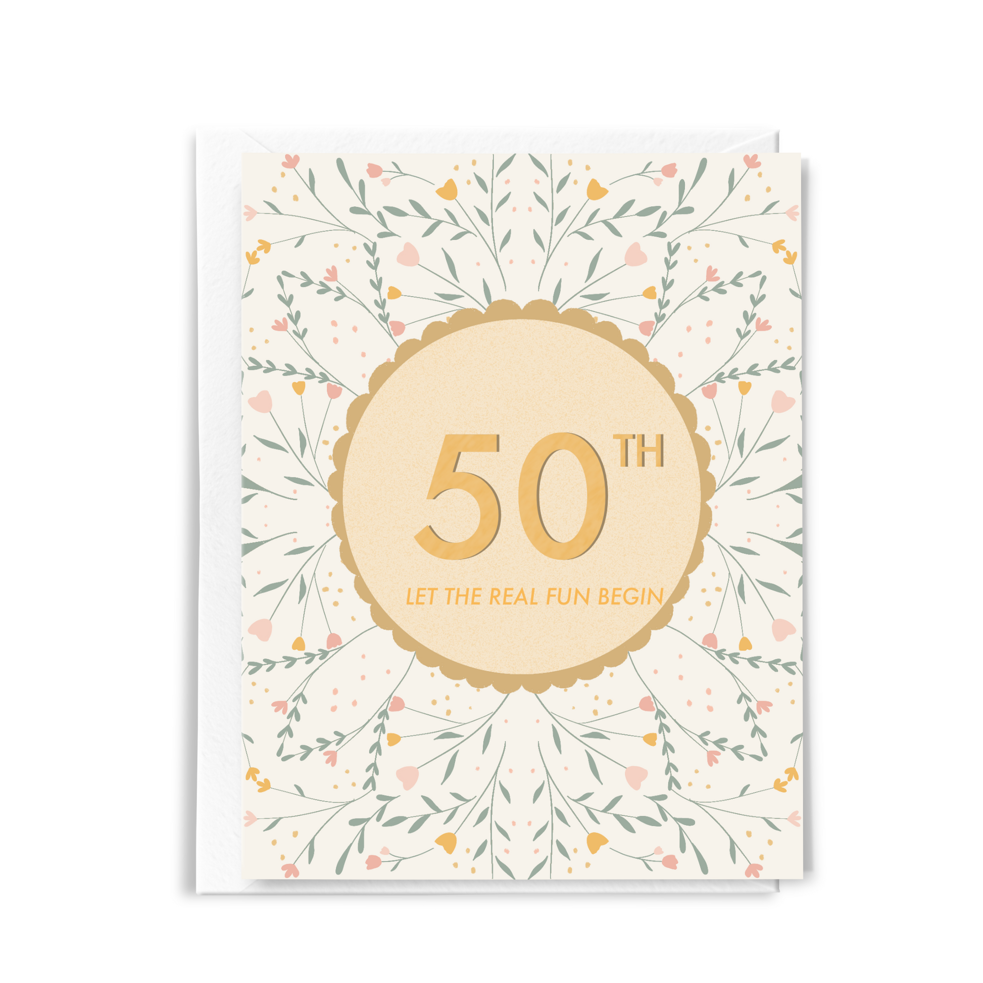 cute 50th birthday card with cute flowers