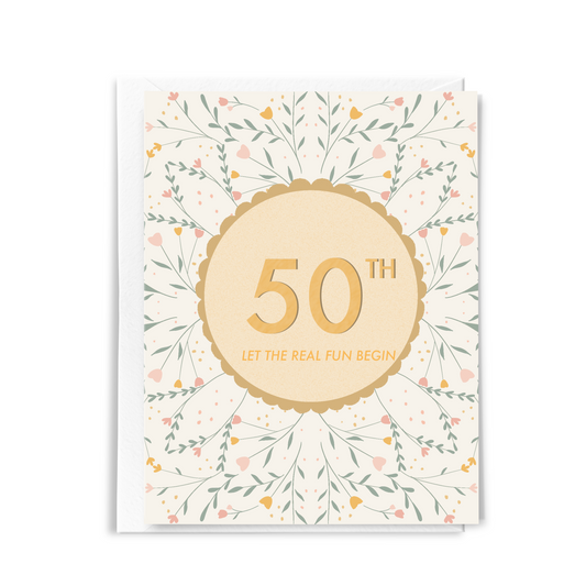 cute 50th birthday card with cute flowers