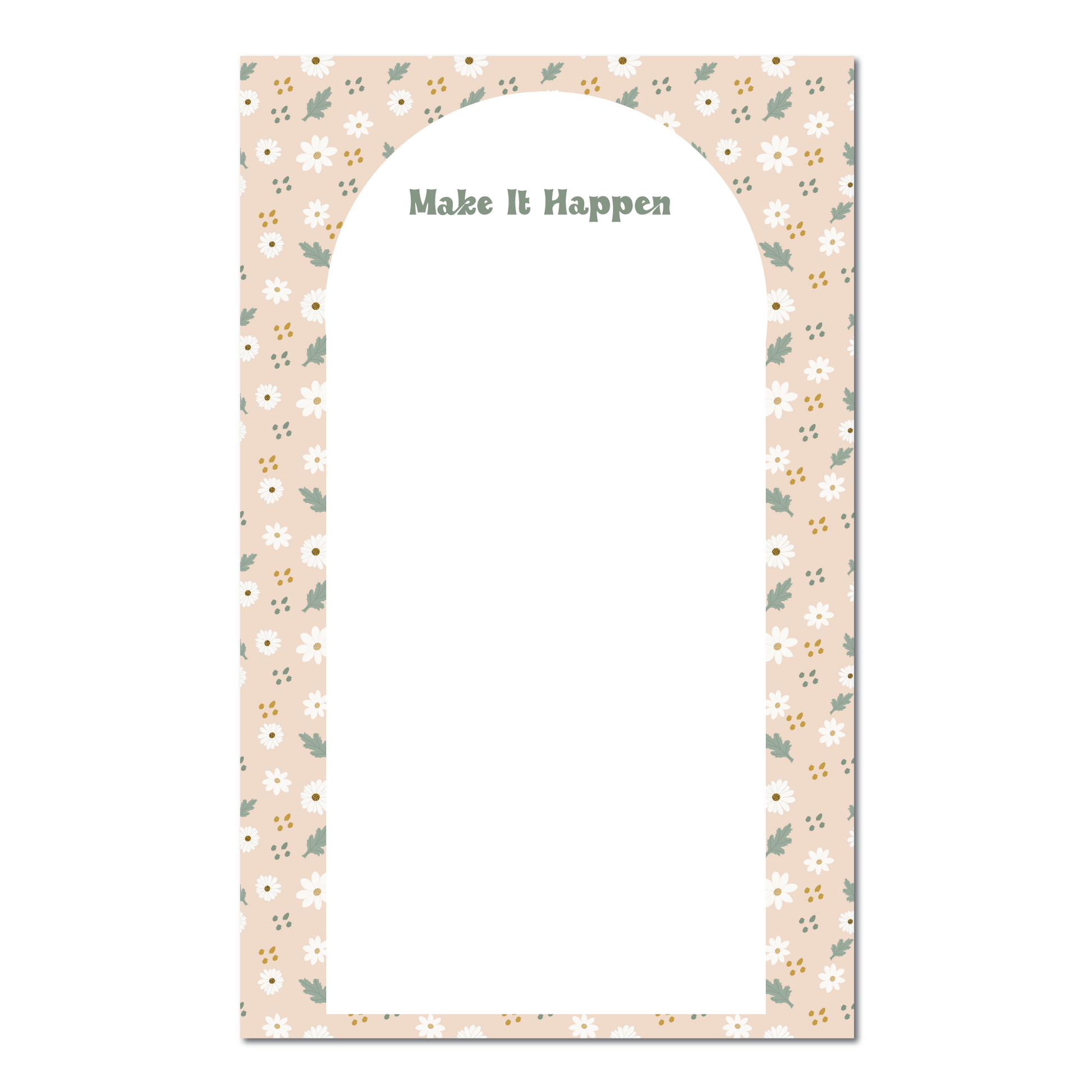 cute pink notepad with floral border and motivational phrase