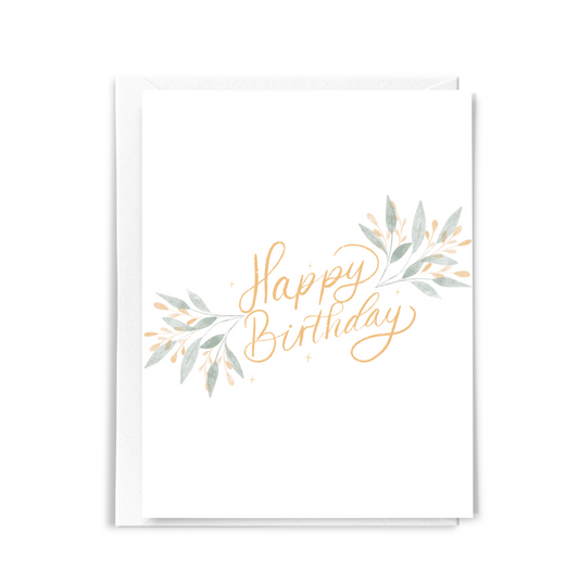 cute simple happy birthday card with simple dainty flowers