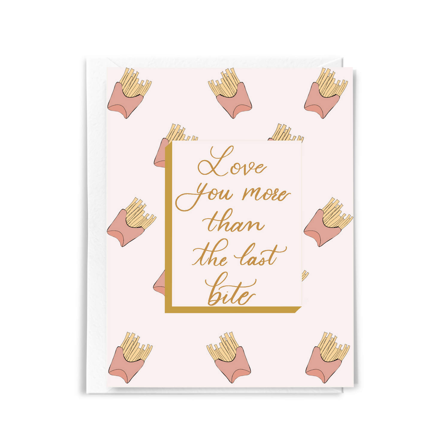 funny love card with french fries and lettering