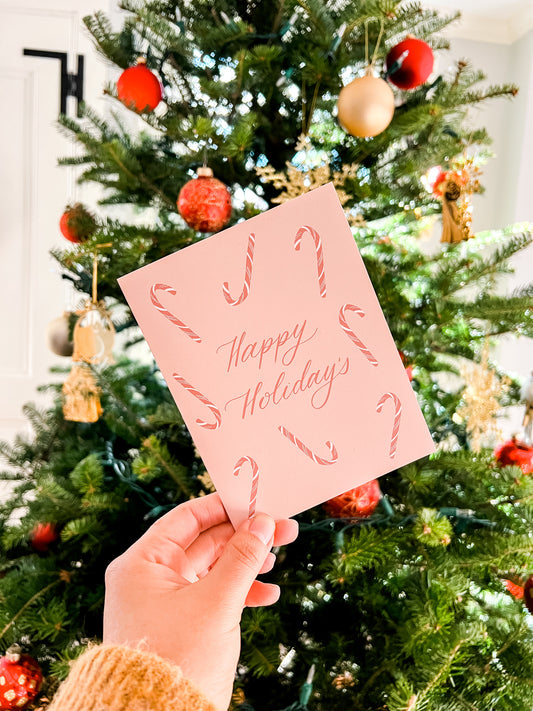 Candy Cane Happy Holiday's Greeting Card