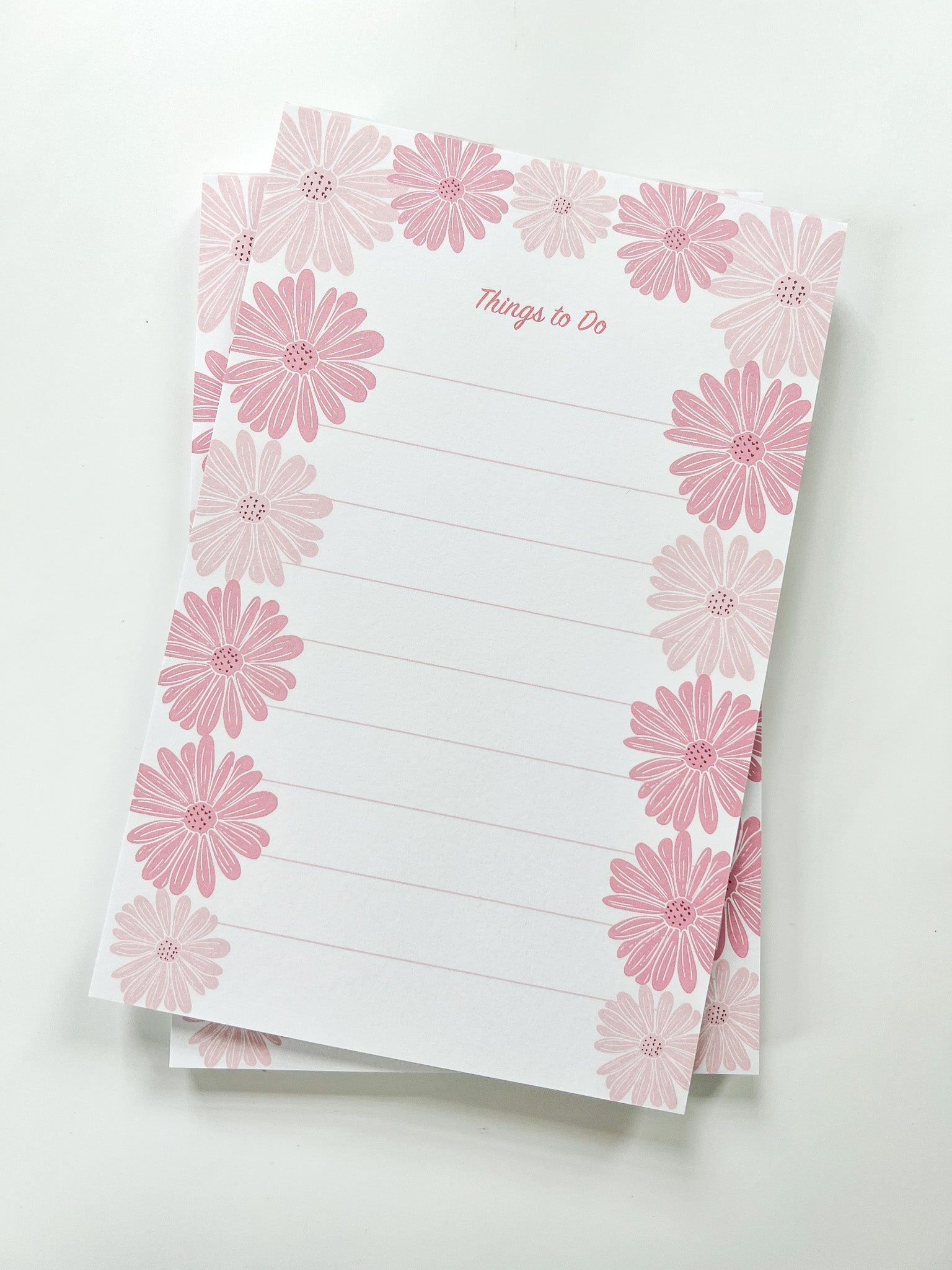 cute pink floral notepad with lines and fun phrase