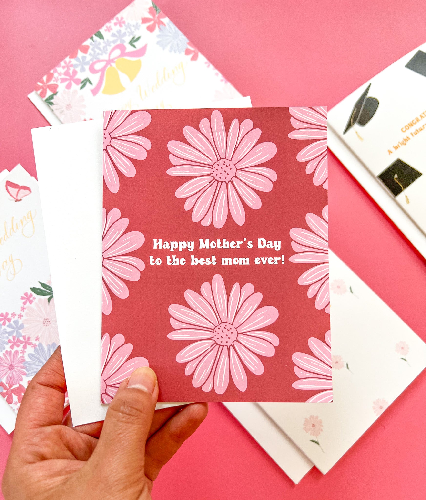 Pretty Pink Mother's Day Card with Flowers