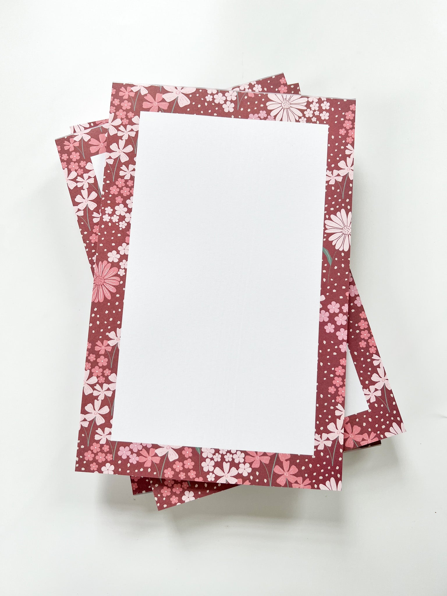 Large Red Floral Blank Notepad 