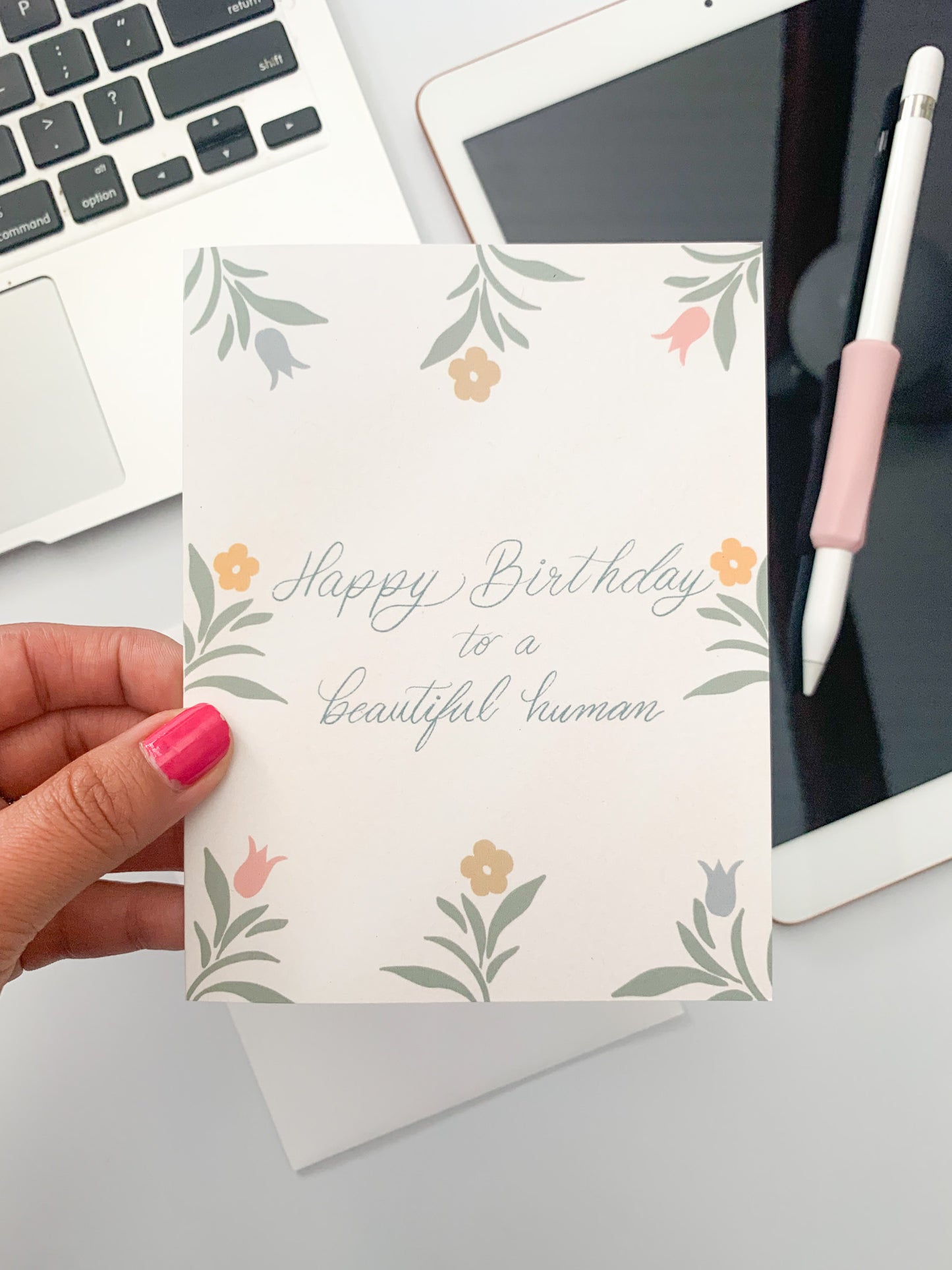 Sweet Happy Birthday card for friend with flowers