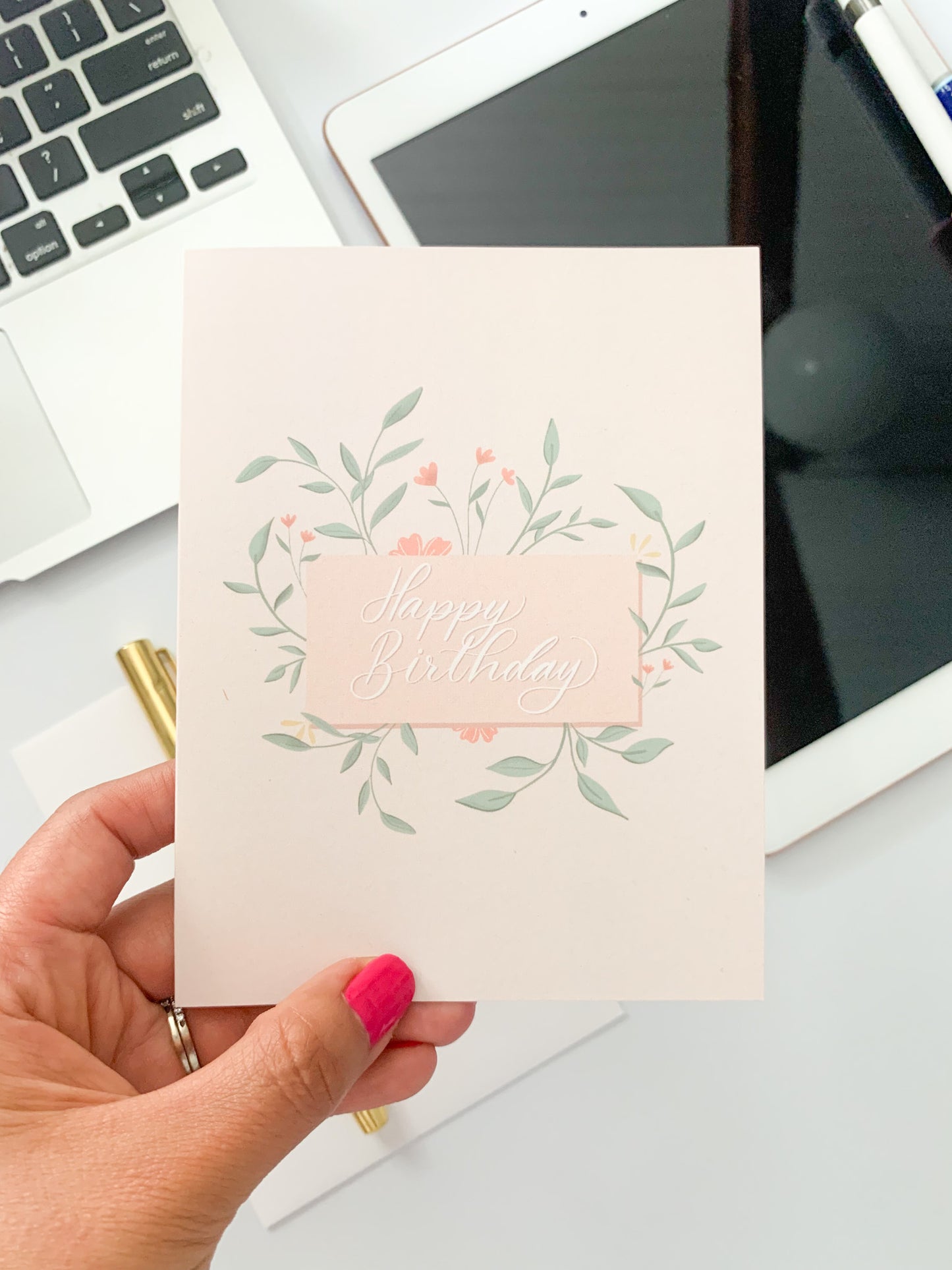cute pink floral birthday card 