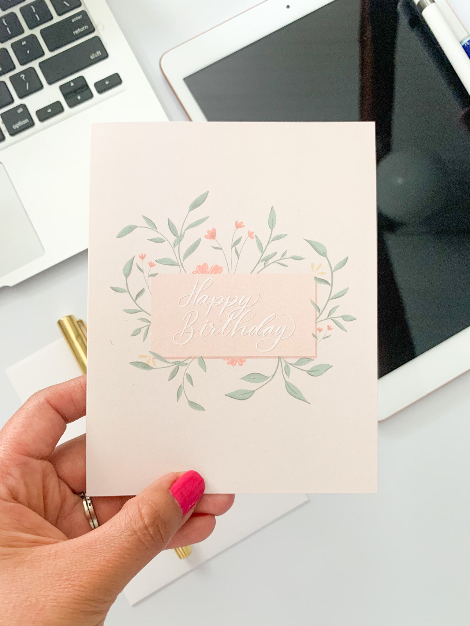 cute pink floral birthday card 