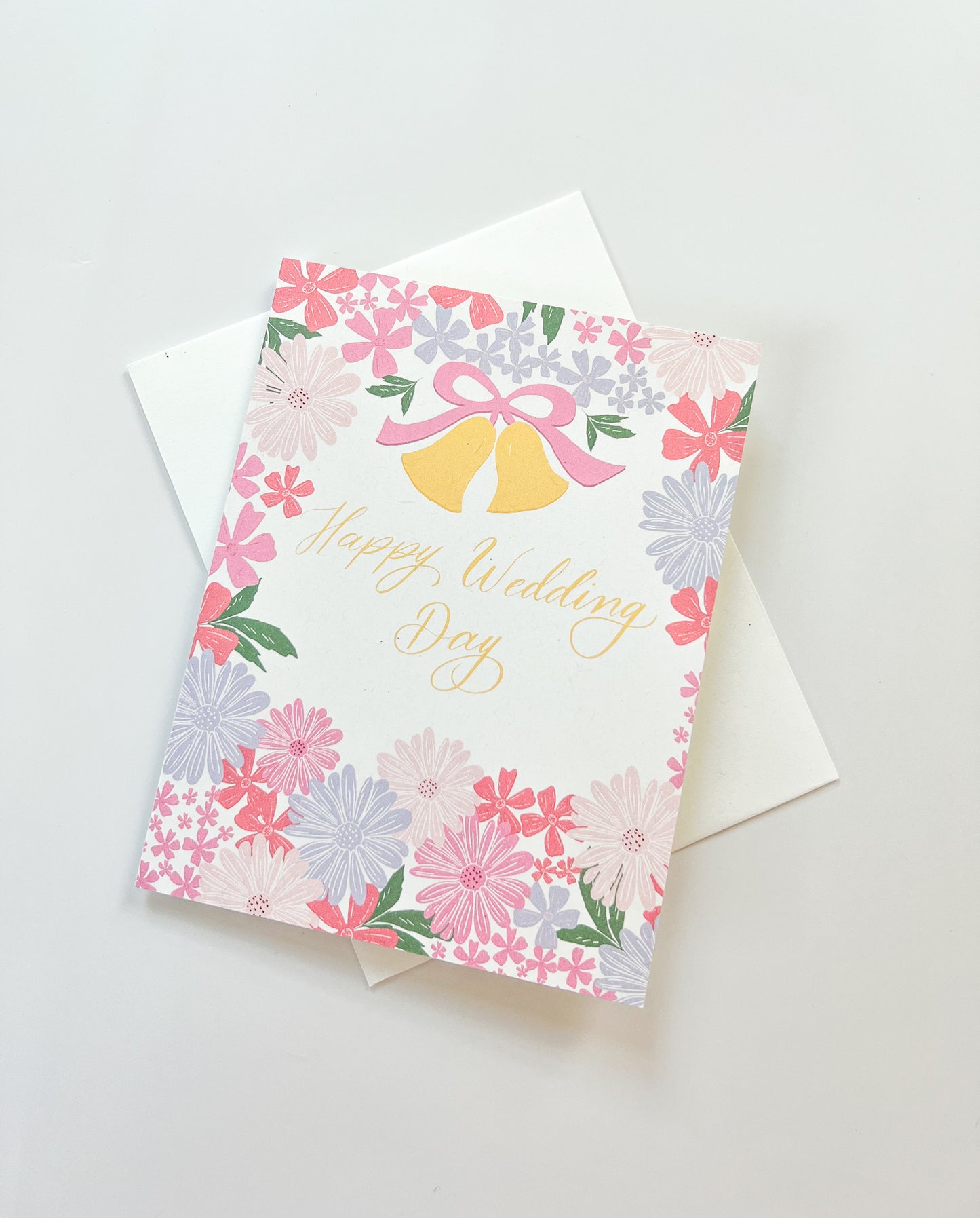 elegant wedding card for friend with flowers