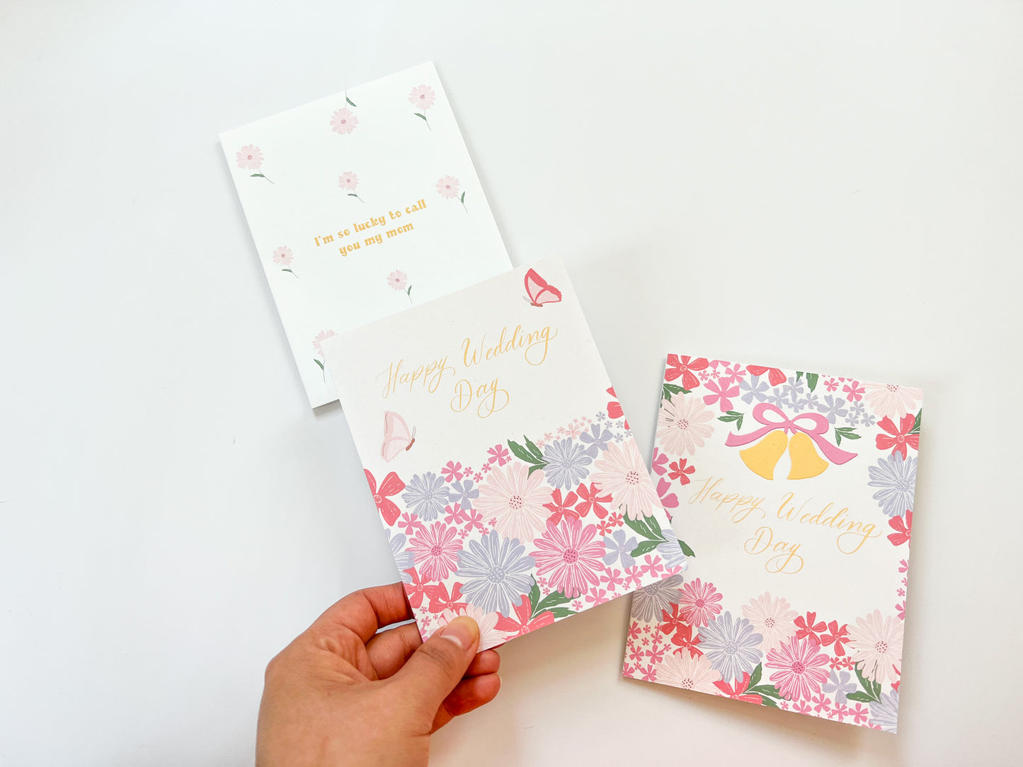 cute wedding card with flowers 