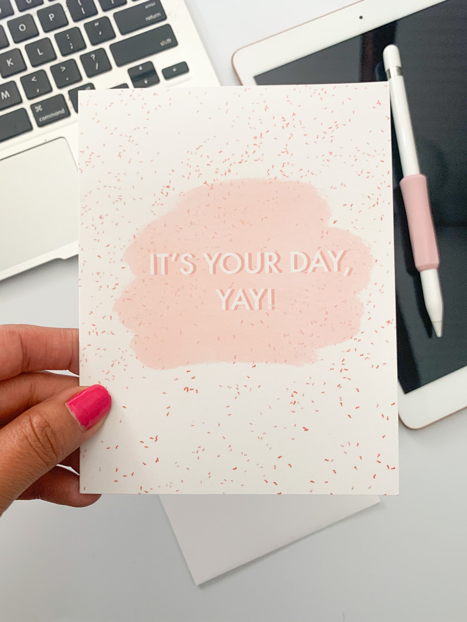 pretty birthday card wtih confetti