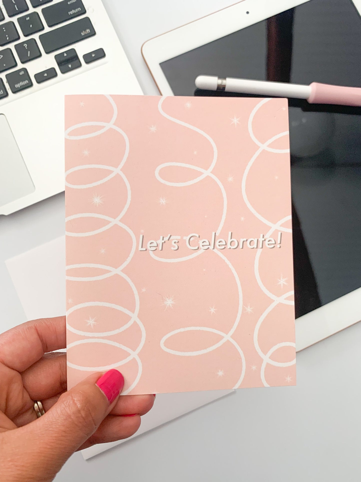 cute pink celebration card for friend