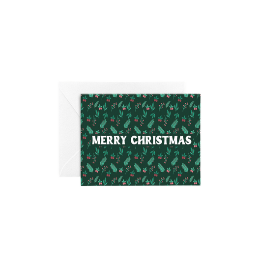 Green Watercolor Merry Christmas Greeting Card