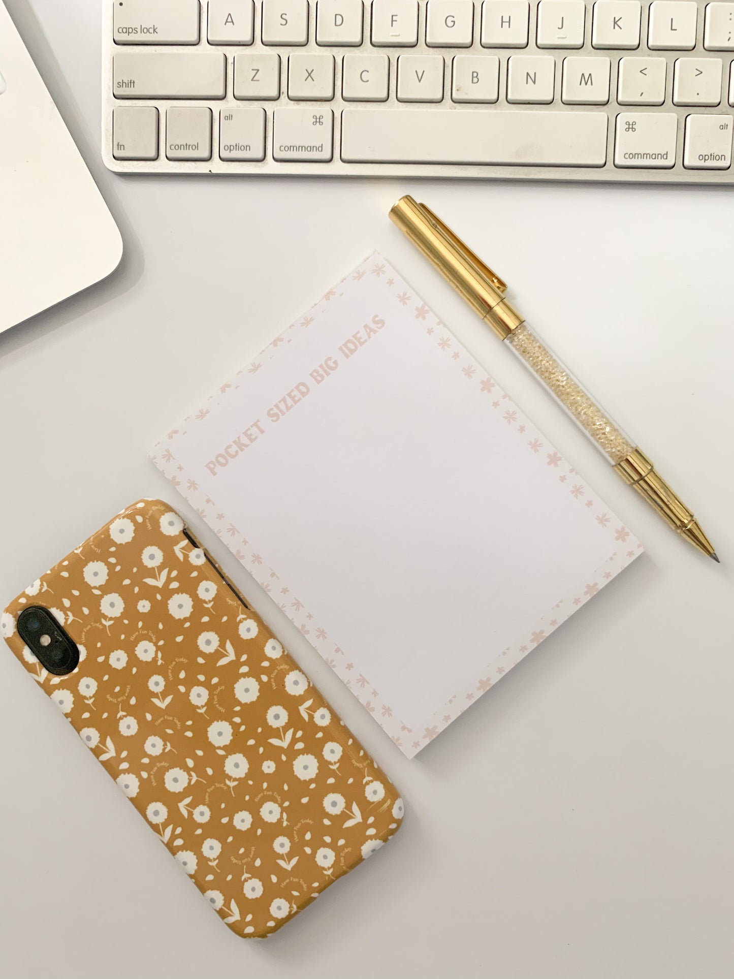 cute small notepad with motivational phrase and floral border