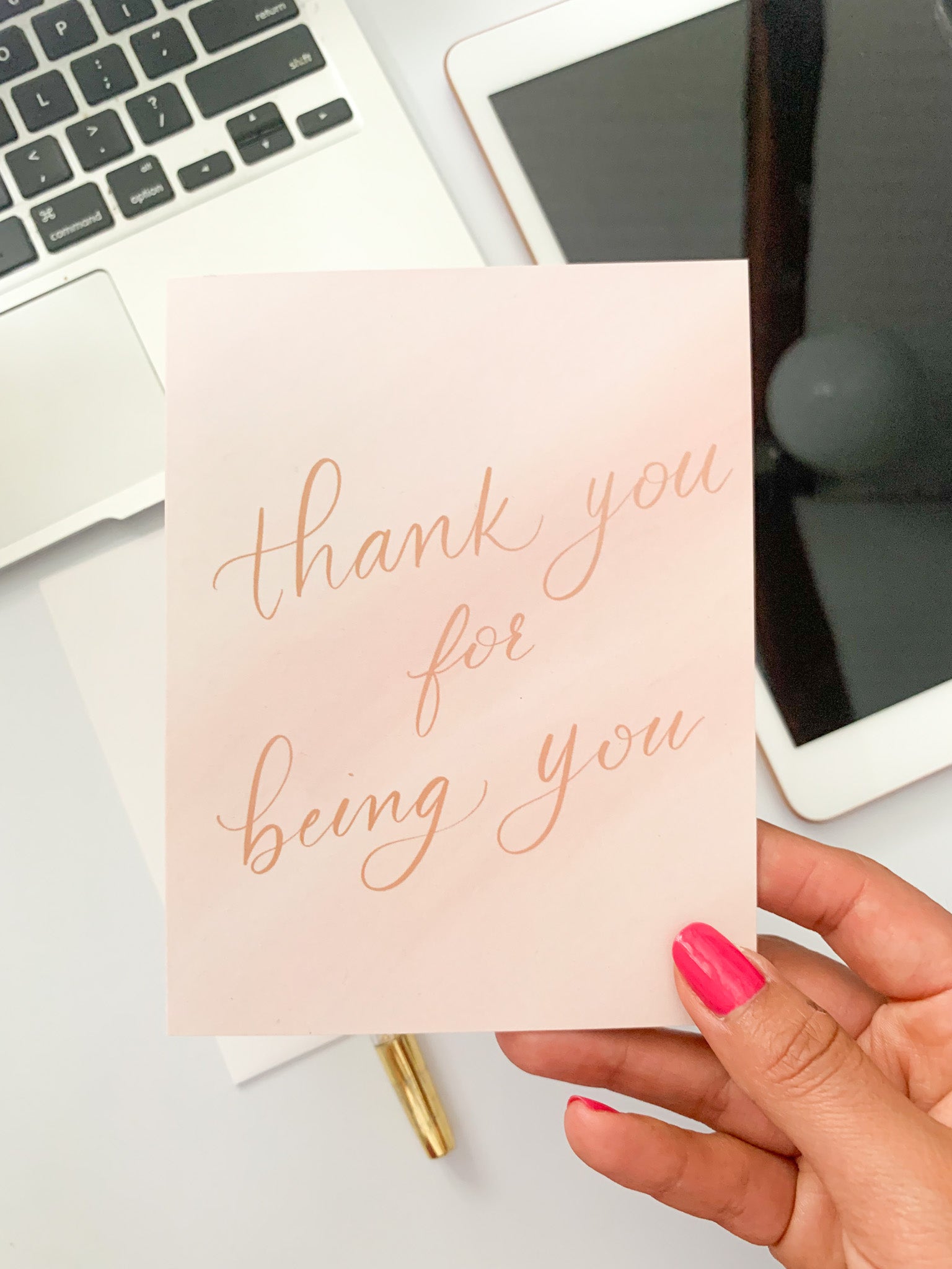 cute pink card with sweet friendship phrase