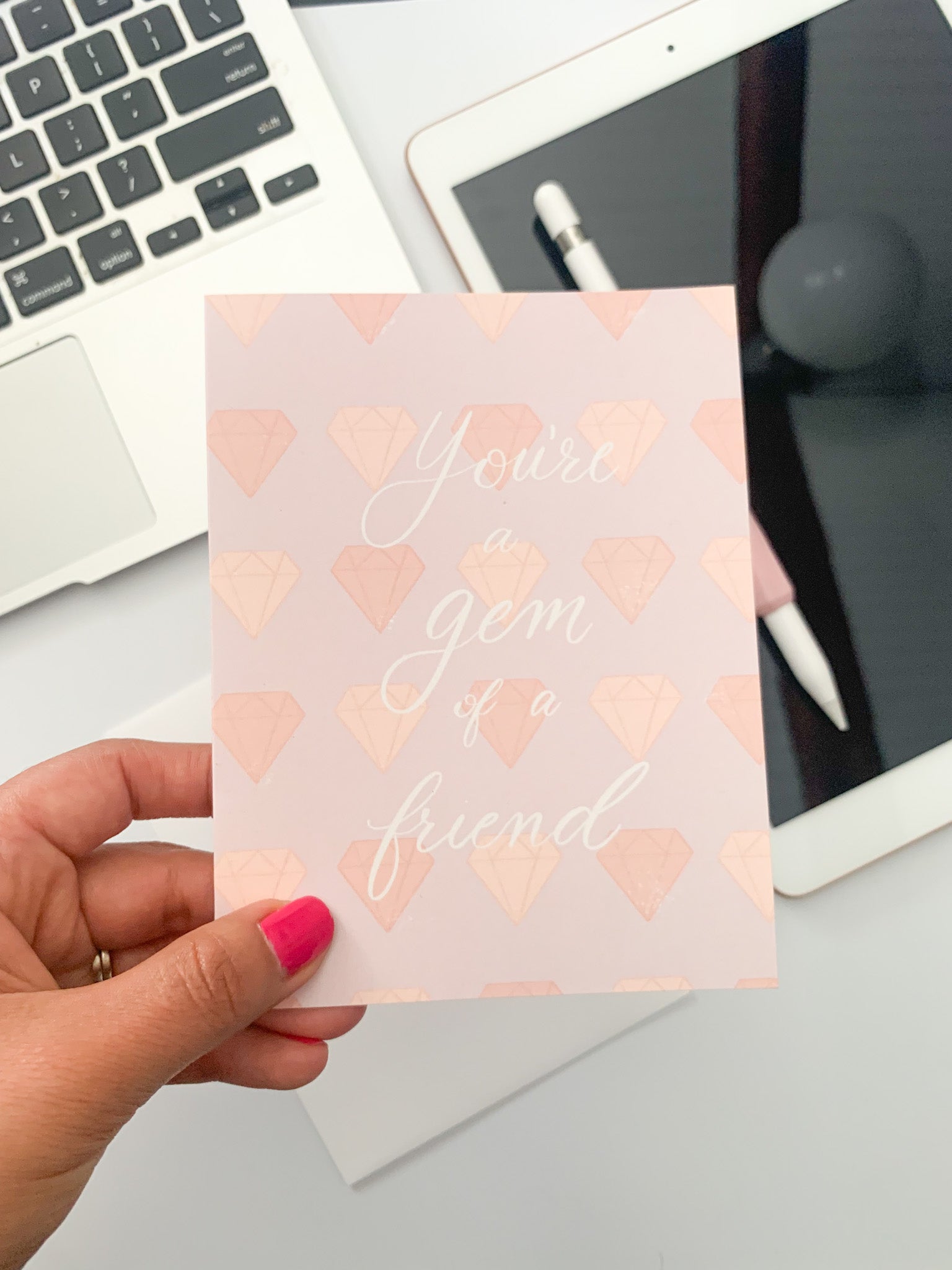 cute pink friendship gem of a friend card