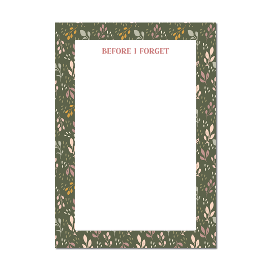 Pretty Floral Desk Notepad with Flowers Modern